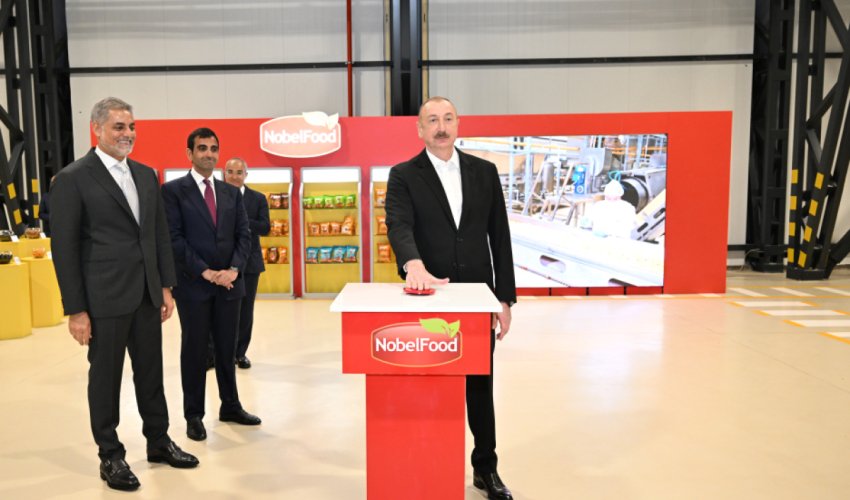 Azerbaijan's President Aliyev opens new snack food plant in Baku Azerbaijan's President Aliyev opens new snack food plant in Baku