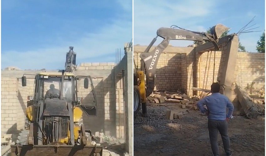В Агджабеди снесено незаконное строение, возведённое повторно В Агджабеди снесено незаконное строение, возведённое повторно