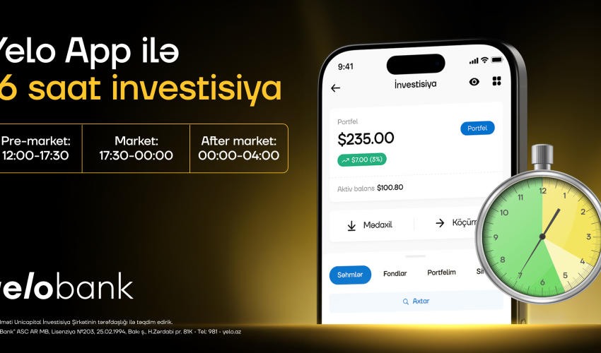 Yelo Invest-də limit sifarişi funksiyası aktiv oldu
Yelo Invest-də limit sifarişi funksiyası aktiv oldu