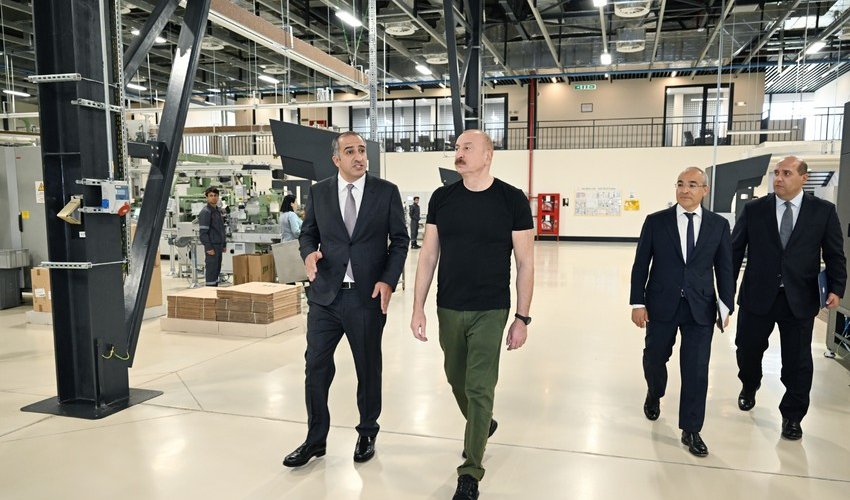 Əliyev Ağdam Sənaye Parkında açılışda iştirak edib