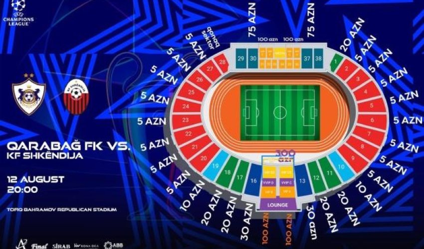 “Qarabağ” - “Şkendiya” matçının biletləri satışa çıxarılır