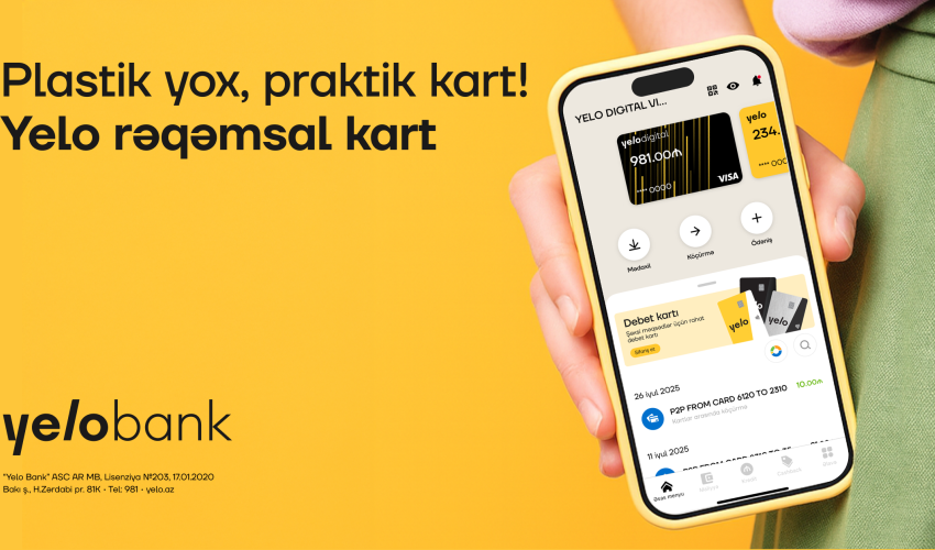 Filiala getmədən ödənişsiz rəqəmsal kart əldə et