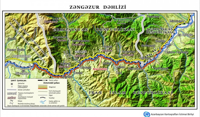 Zəngəzur dəhlizinin xəritəsi hazırlanıb Zəngəzur dəhlizinin xəritəsi hazırlanıb