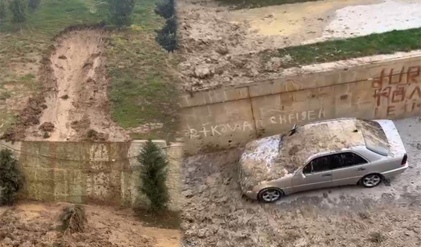 Bakıda poliklinikanın həyətində torpaq sürüşməsi olub