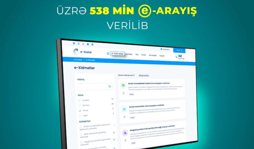 Bu ilin on ayında 538 min elektron arayış verib