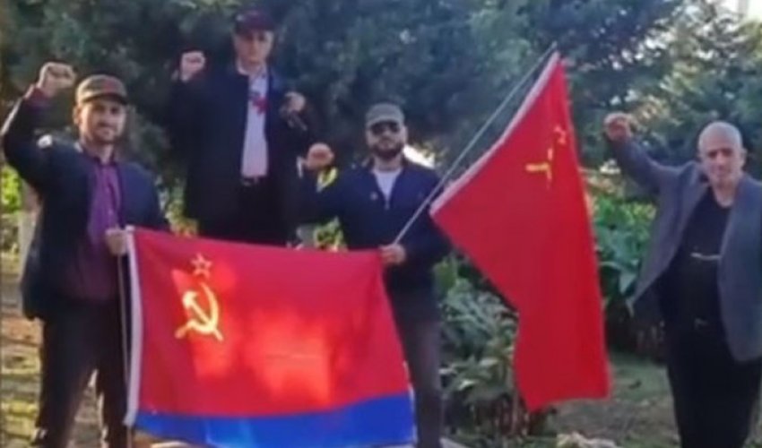 Bakıda SSRİ bayraqları ilə yürüşə cəhd edən qrup saxlanılıb