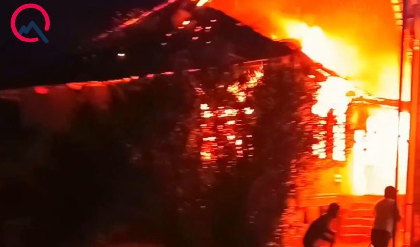 Biləsuvarda 4 otaqlı ev yanıb - Video