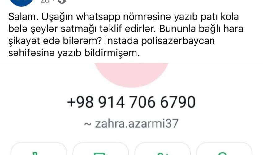 İran nömrələri ilə uşaqlara yazıb narkotik təklif edildiyi iddia olunur