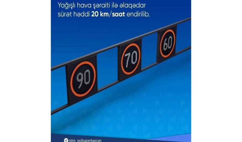 Yağışlı hava ilə əlaqədar Zığ&ndash;Hava Limanı yolunda sürət həddi endirilib