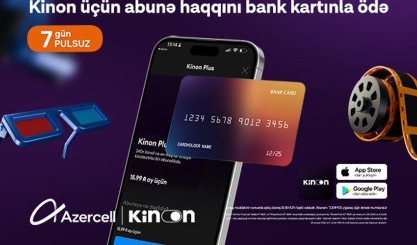 &ldquo;Kinon&rdquo; abunəliyini bank kartı ilə ödəmək mümkündür