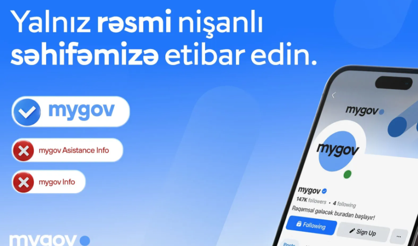 &ldquo;mygov&rdquo; platforması adından yayılan saxta elanlarla bağlı XƏBƏRDARLIQ