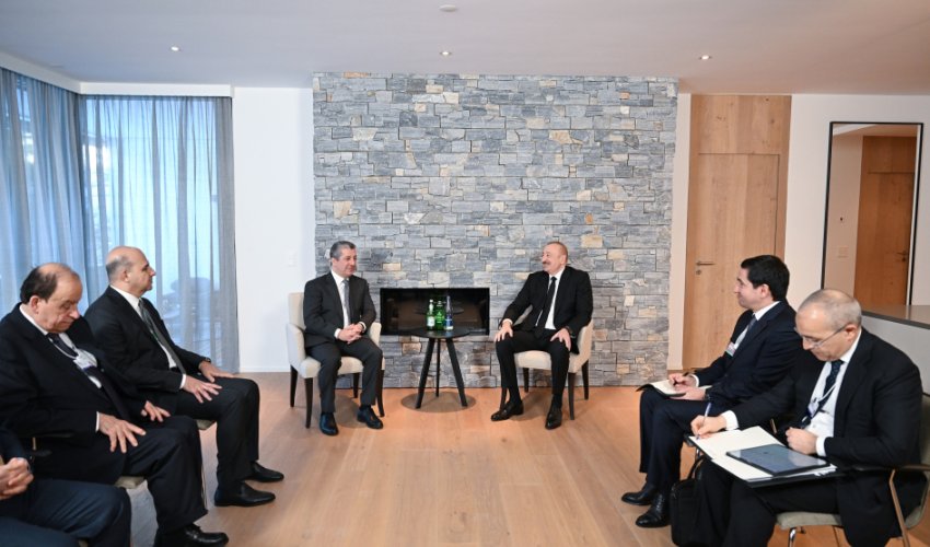 Əliyev Davosda İraq Kürdüstan Regionunun Baş naziri ilə görüşüb