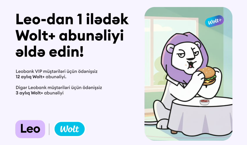 Leobank və Wolt müştərilər üçün ödənişsiz abunəlik kampaniyasına start verib