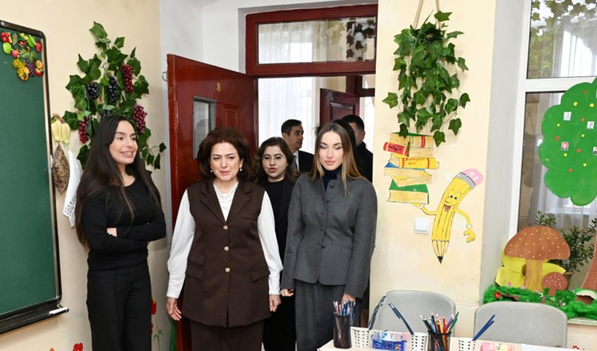 Leyla və Alena Əliyevalar Gəncədə xüsusi ümumtəhsil məktəbində