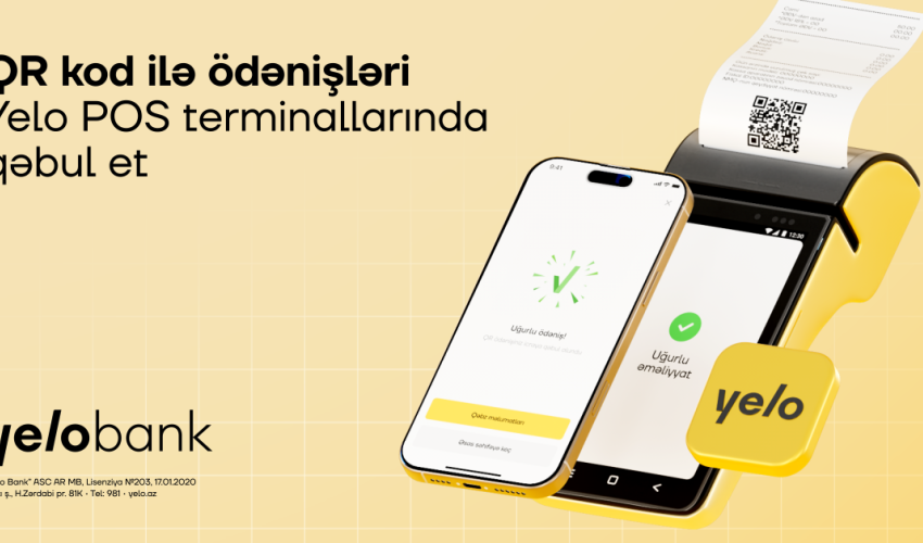 Yelo Bank-da innovativ QR ilə ödəniş aktivdir!