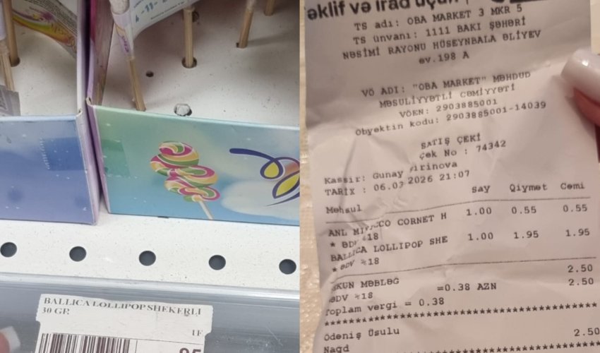 OBA marketdə məhsul etiketdə göstərilən qiymətdən baha satılıb