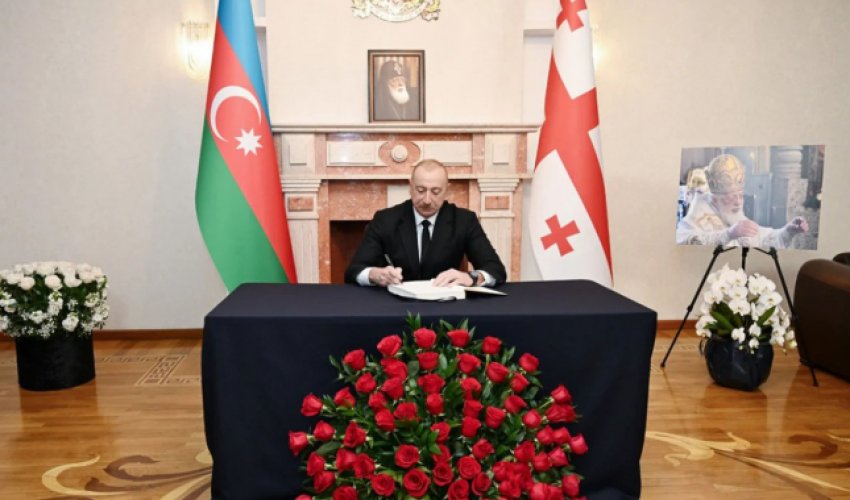 İlham Əliyev Gürcüstanın Azərbaycandakı səfirliyində olub, başsağlığı verib