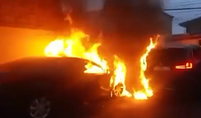 Masazırda avtomobildə yanğın baş verib - Video