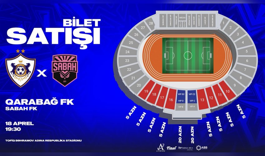 &ldquo;Qarabağ&rdquo; &ndash; &ldquo;Sabah&rdquo; matçının biletləri bu tarixdə satışa çıxır