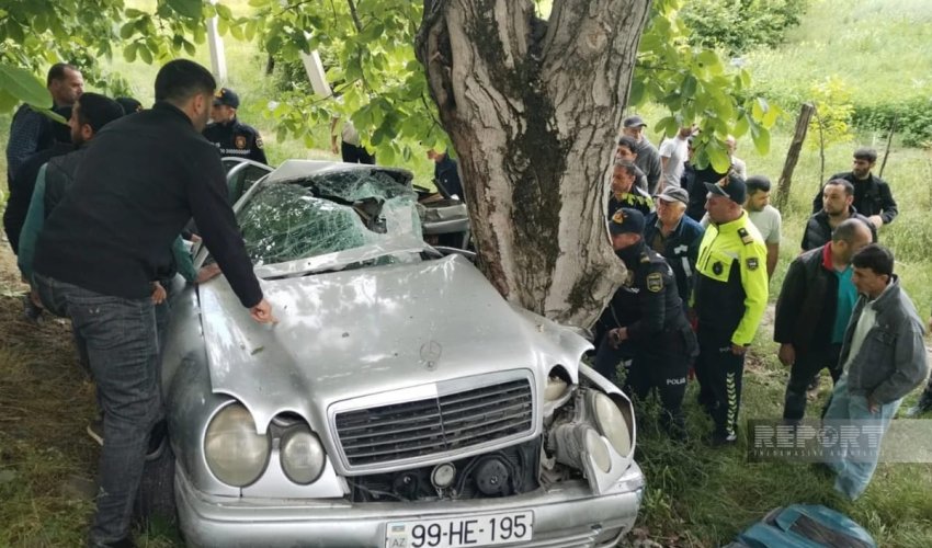 В Огузе автомобиль врезался в дерево, есть пострадавшие