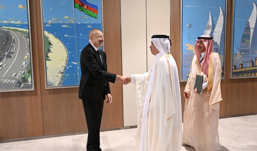 Əliyev Ərəb Koordinasiya Qrupunun rəhbərləri ilə görüşüb, su layihələri üzrə sənədlər imzalanıb