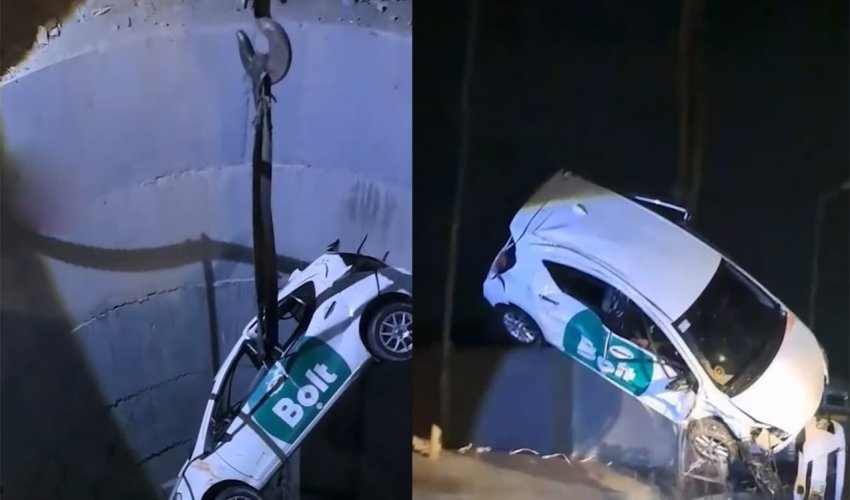 Pirşağıda açıq kanalizasiya quyusuna daha bir avtomobil düşüb, ADSEA hələlik açıqlama verməyib