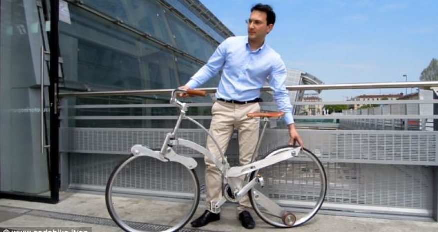 Origami bike that can fold down to the width of an umbrella - PHOTO+VIDEO