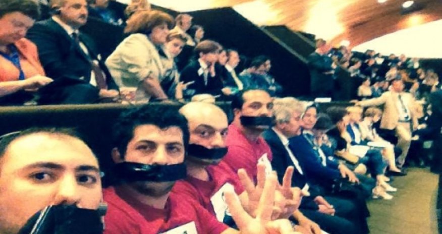 Activists protest Aliyev's PACE speech
