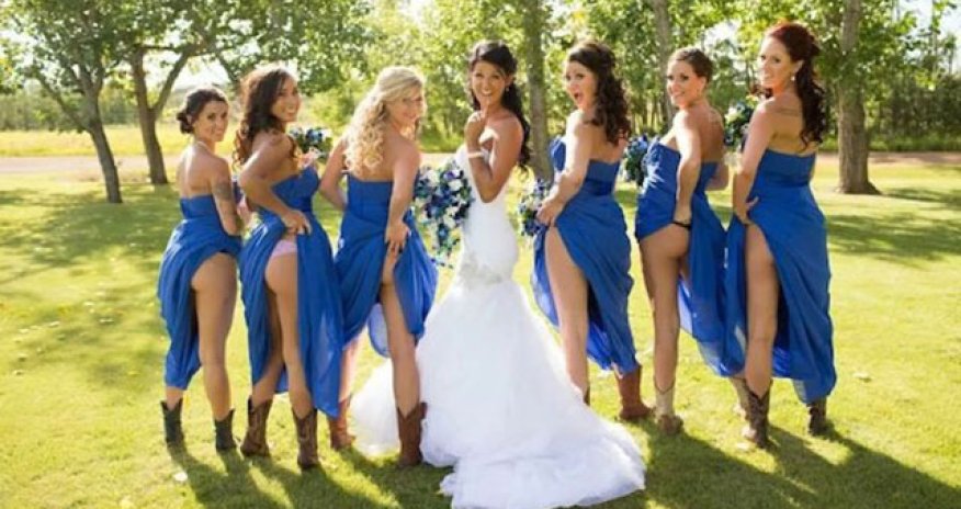 Bum-baring bridesmaids spark new trend for FLASHING in wedding photos - PHOTO