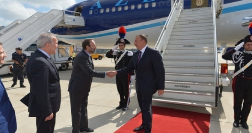 President Aliyev arrives in Italy on official visit