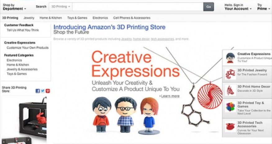 Amazon launches 3-D printing store