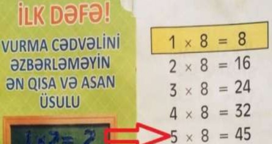 Vurma cədvəli kitabında biabırçı səhv