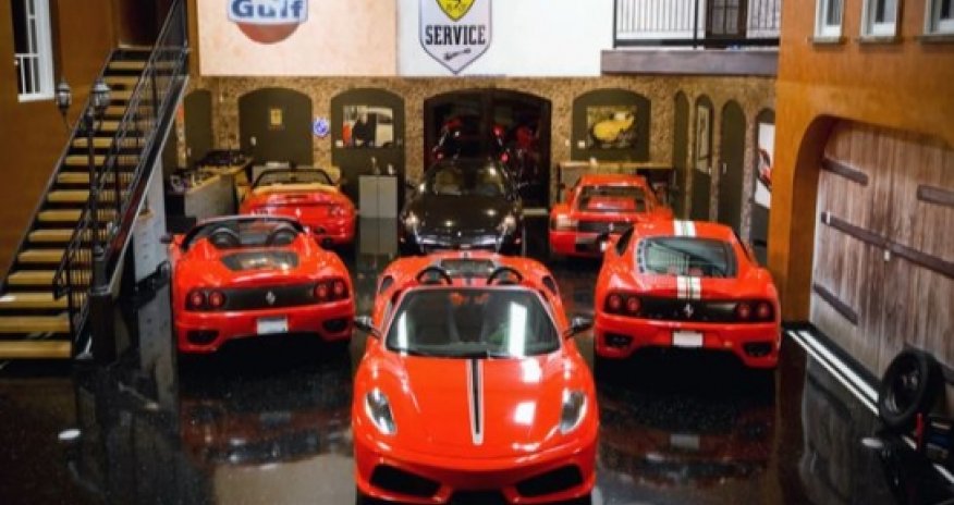 $600,000 Man Cave Features Ferrari Parked Next to Sofa