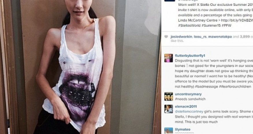 Skeleton-chic model as hundreds of fans are 'disgusted' by designer's Instagram snap - VIDEO
