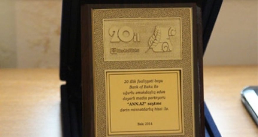 ANN.Az awarded for cooperation with Bank of Baku