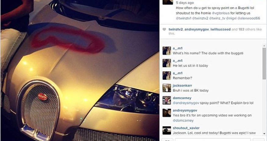 Vandals add rude paint job to $2.5m Bugatti - PHOTO+VIDEO