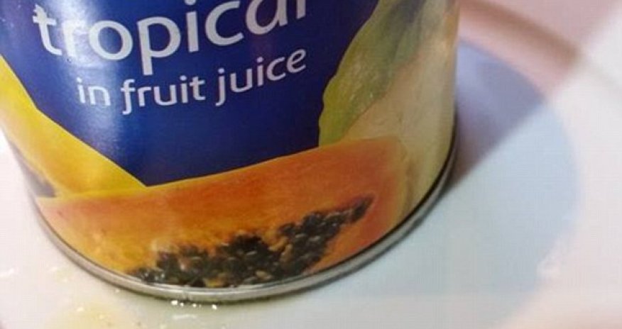 Mother stunned to find dead gecko in a can of fruit salad - PHOTO