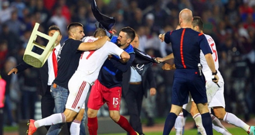 Serbia v Albania abandoned following mass brawl - VIDEO