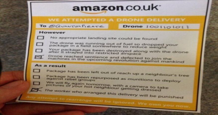 Quick-thinking Twitter user mocks up Amazon drone ‘missed delivery’ note