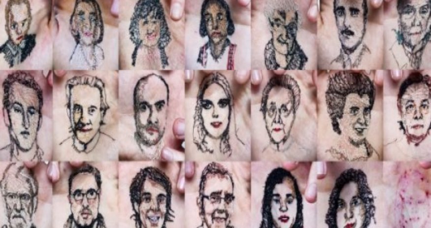Artist sews loved ones into the palms of his hands - PHOTO