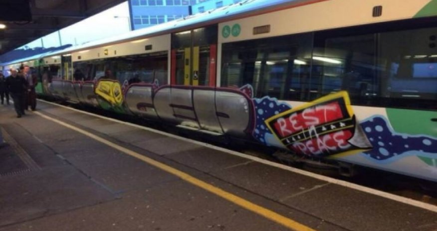 Graffiti tribute to Trigger actor Roger Lloyd-Pack