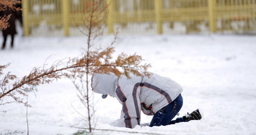 Winter snow - happy time for kids - PHOTO