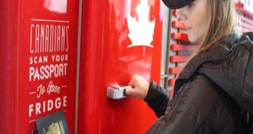 Olympic Beer Fridge Only Opens For Canadians