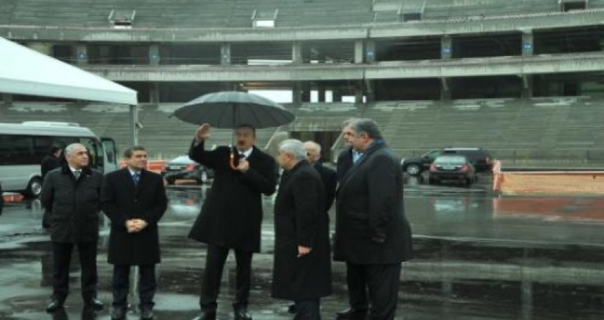 Aliyev visits Olympics Stadium under construction in Baku