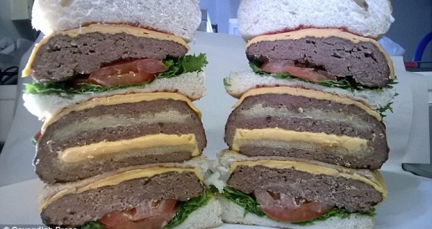 10,000-calorie 'burger within a burger,' containing 5 pounds of beef - PHOTO