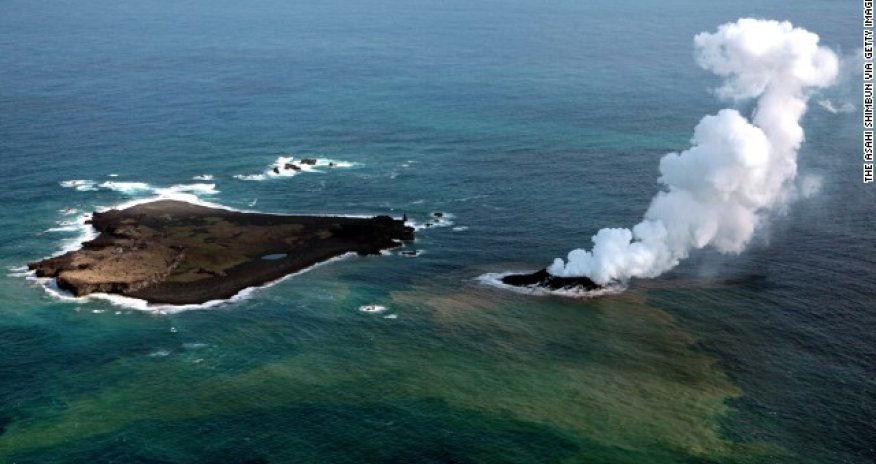 Volcanic island eats another off Japan - PHOTO
