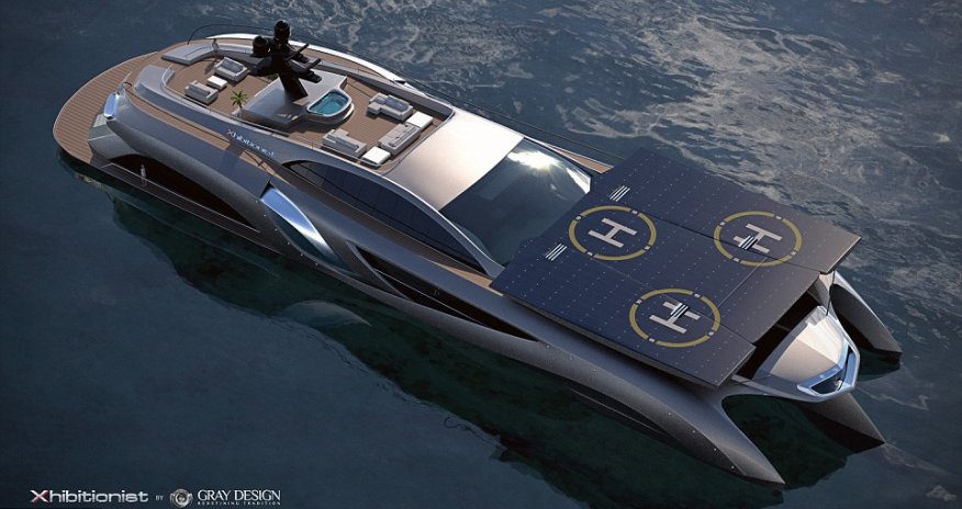 Inside the megayacht that looks like the Batmobile