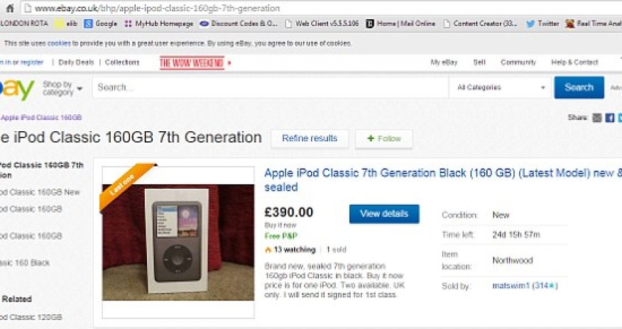 Music fans pay up to four times original price for discontinued iPod Classic