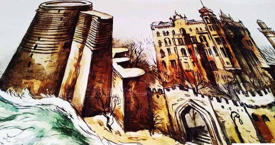 Картины бакинской архитектуры на городских арках