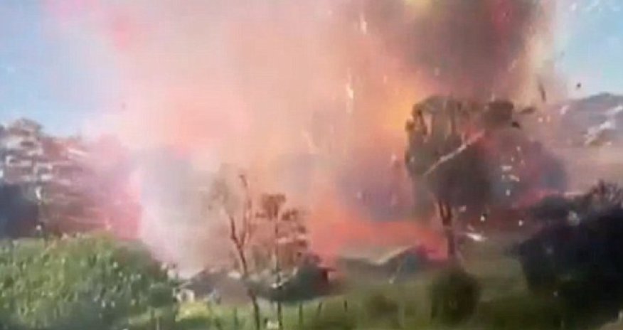 Fireworks factory EXPLODES to put on dazzling daytime display